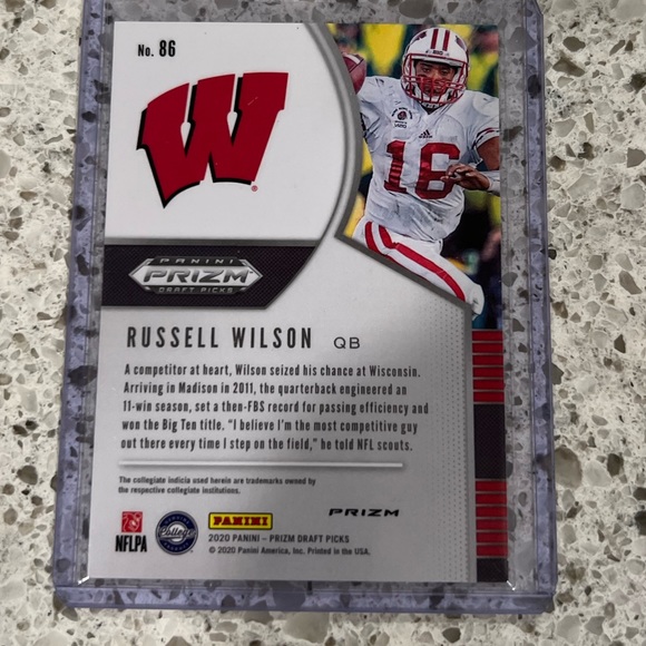 RUSSELL WILSON PRIZM CARD NO.86 DRAFT PICKS PANINI 2020 - Picture 2 of 4